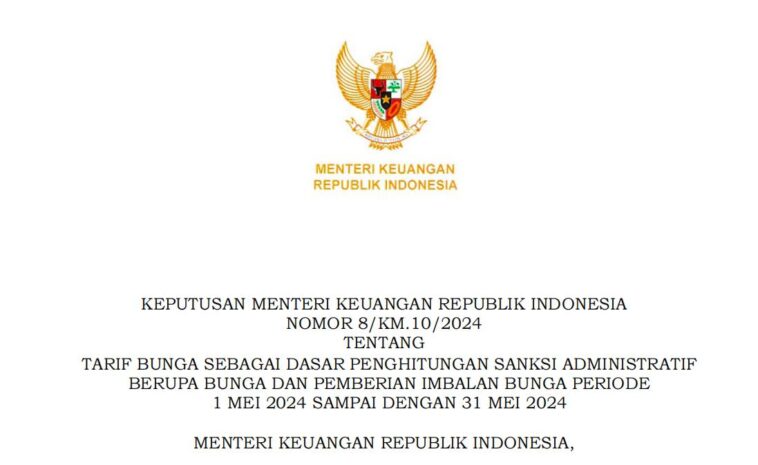 Tarif Bunga Sanksi Administratif Pajak