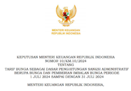 Tarif Bunga Sanksi Administratif Pajak Periode Juli 2024