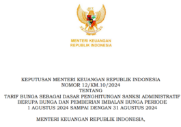 Tarif Bunga Sanksi Administratif Pajak Periode Agustus 2024