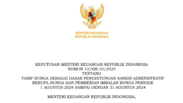 Tarif Bunga Sanksi Administratif Pajak Periode Agustus 2024