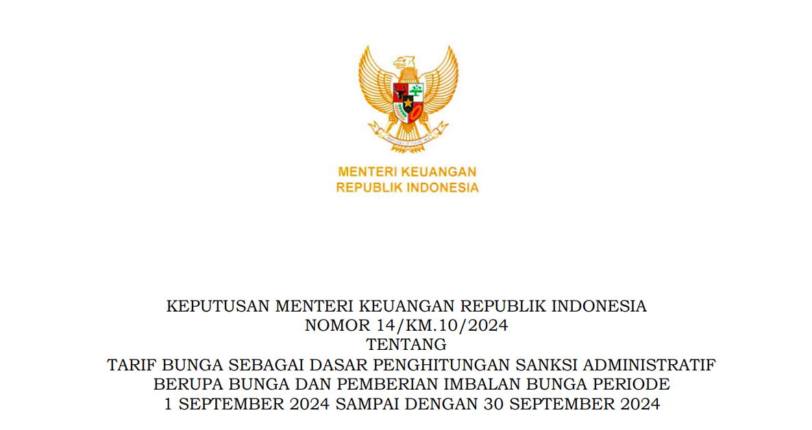 Tarif Bunga Sanksi Administratif Pajak