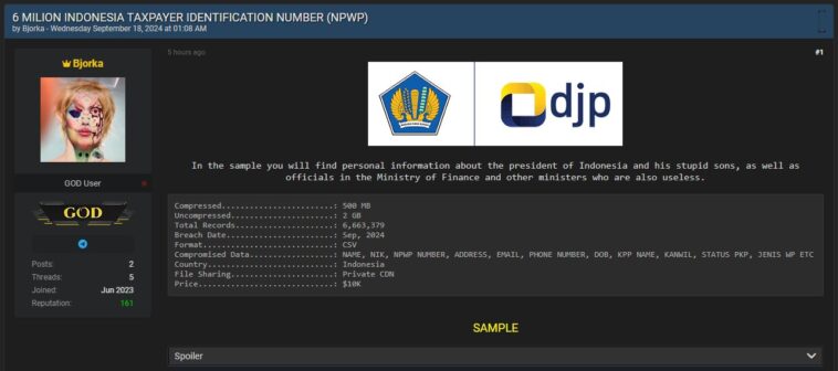 6 Juta Data Wajib Pajak Diperjualbelikan Rp 150 Juta