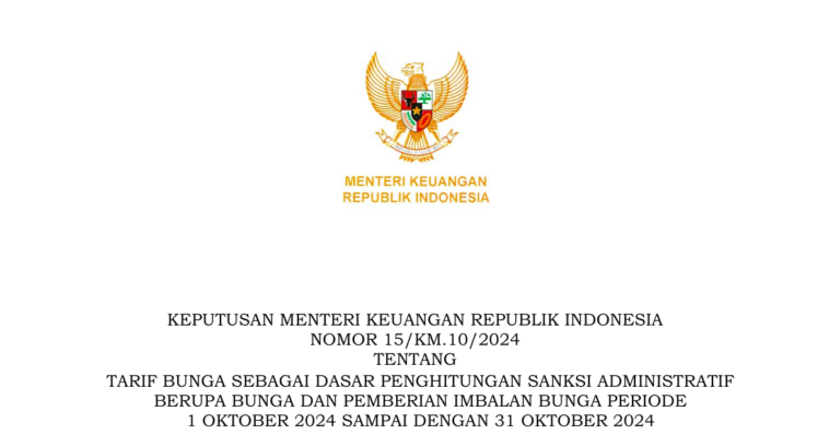 Tarif Bunga Sanksi Administratif Pajak Periode Oktober 2024