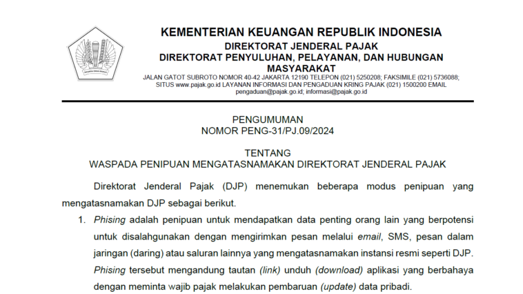 DJP Empat Modus Penipuan