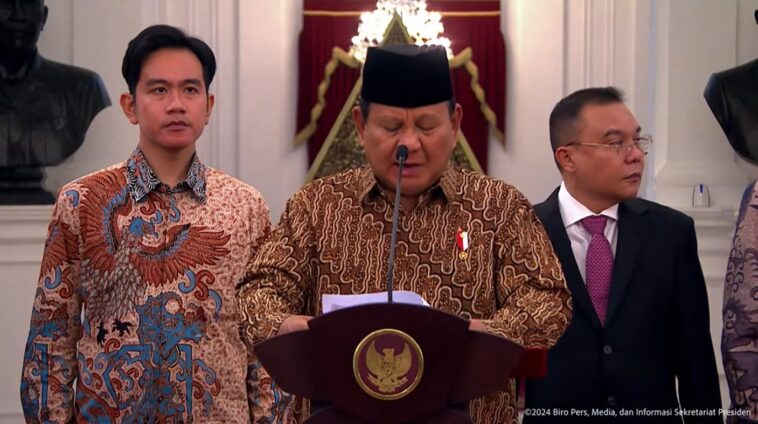 Prabowo Umumkan Menteri dan Wakil Menteri