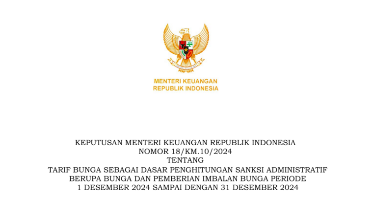 Tarif Bunga Sanksi Administratif Periode Desember 2024