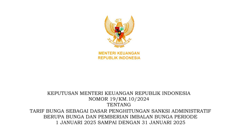 Tarif Bunga Sanksi Administratif Pajak