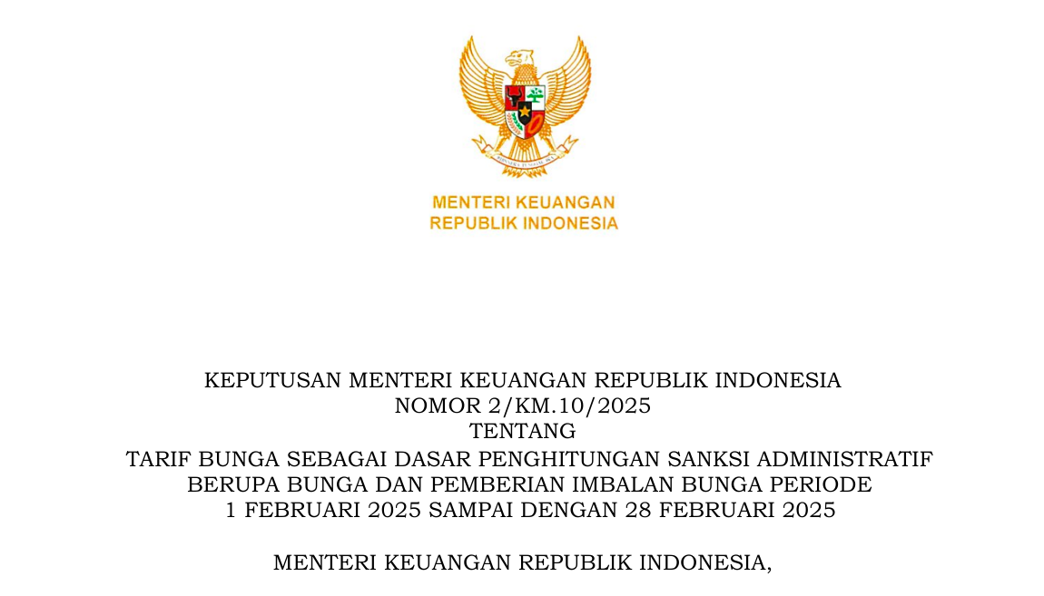 Tarif Bunga Sanksi Administratif