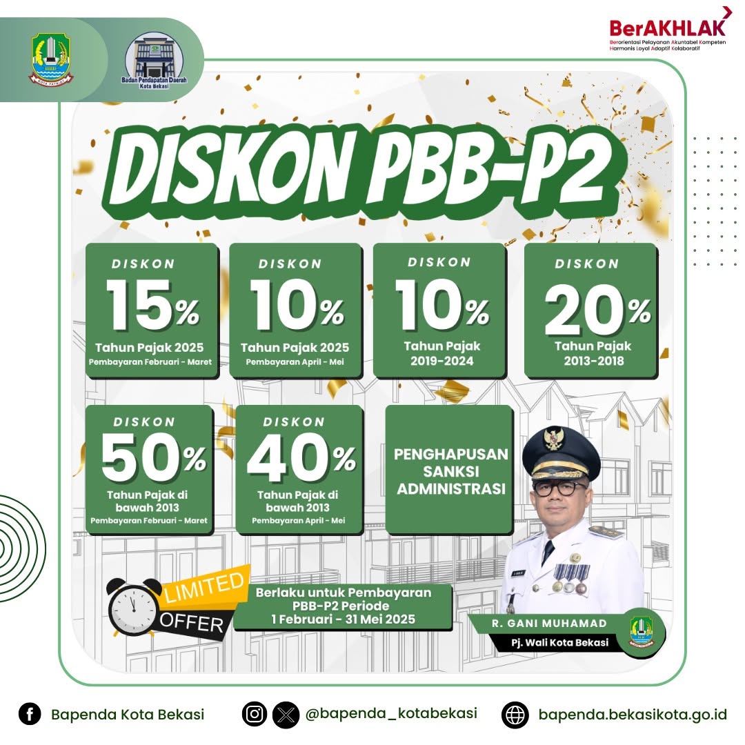 Pemkot Bekasi Insentif Pengurangan PBB-P2