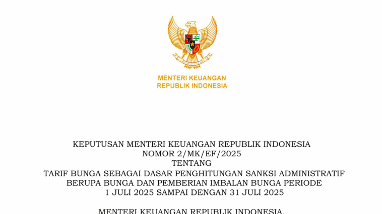 Tarif Bunga Sanksi Administratif Pajak