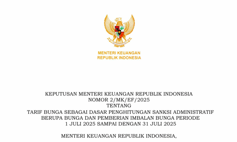 Tarif Bunga Sanksi Administratif Pajak