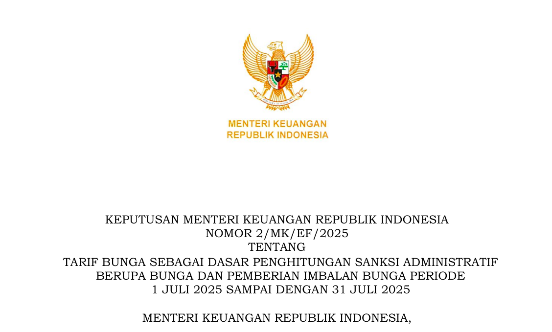 Tarif Bunga Sanksi Administratif Pajak